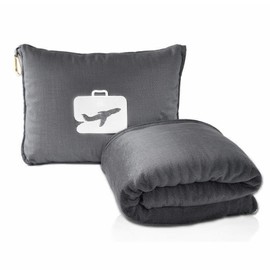 Wisebom Travel blanket 2 in 1, Soft and warm travel pillow and blanket, Ultralight Portable travel blanket airplane with soft bag pillowcase for Airline travel Business trip and Office (grey)