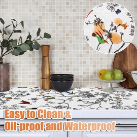 Tatyanna Shelf Liner for Kitchen Cabinets Non Adhesive Drawer Liner Floral Cabinet Liner Non Slip Shelf Liners Strong Grip Waterproof Dresser Liner Easy to Clean for Kitchen Cupboard 12IN x 10FT