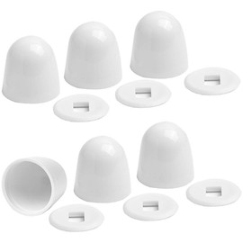 6Packs Universal Toilet Bolt Caps, Round Plastic Push-On Toilet Bowl Bolt Caps Covers, with Extra Washers for Easy installation,1.45 Inch Height,White