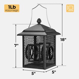 Veehoo Metal Bird Feeder for Outdoors Hanging, Fly Through Wild Birdfeeder Outside, Finch Cardinal Chickadee Feeders for Peanut Sunflower Seed, Black