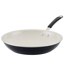 Rachael Ray Cucina Ceramic Nonstick Frying Pan/Skillet, 12.5 Inch Non Stick Open Fry Pan, Dishwasher Safe - Peppercorn