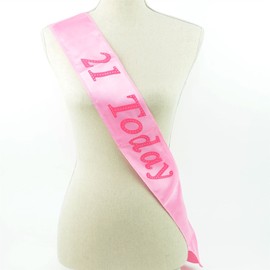 SHATCHI Pink 21 Today Satin Sash 21st Birthday Celebration Fancy Dress