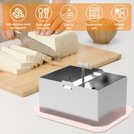 OKYMOTOR Tofu Press, DIY Tofu Maker Stainless Steel with Presser Towel & Drip Tray for Firm or Extra Firm Homemade Tofu Without Crack, Effortless Removing Water from Silken in 10-30 Mins.