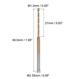 sourcing map Pack of 6 Mini Twist Drill Bits 1.3 mm Micro Engraving Drill Bits High Speed Steel 2.35 mm Shank Titanium Coated for DIY Resin Amber and Wood