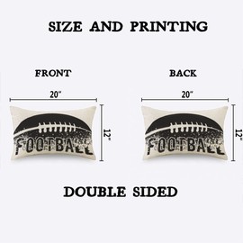 TKS MITLAN Football Pillow Covers 12 x 20 Inch Silhouette of American Soccer Dirt Splatter Doodle Decorative Throw Pillow Covers Linen Cushion Case for Sofa Couch