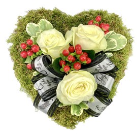 Rosenbote Graveside Memorial Heart - Flowers for a Grave # Funeral # Flower Decoration # Condolence # Condolence
