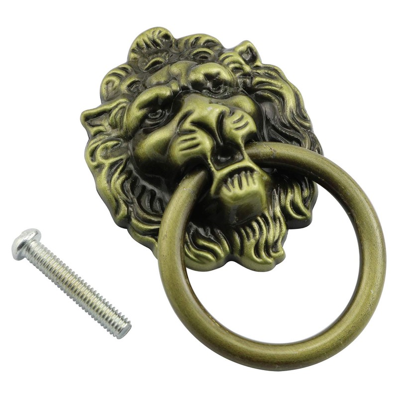 Tegg 5PCS Ancient Bronze Chinese Style Lion Head Pull Handle