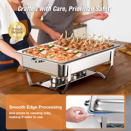 WARMOUNTS Chafing Dishes for Buffet (9QT, 4 Pack) - Easy Assembly, Food-Grade Stainless Steel Chafers for Catering with Rolled Edge Design, Foldable Frame, for Party (Full & 1/2 & 1/3 Size Food Pan)