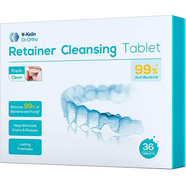 Y-Kelin Invisalign Retainer Cleaner - Mouth Guard Cleaning Tablets - Remove & Clear Stains from Dental Appliances - In 3 Minutes (36 Counts)
