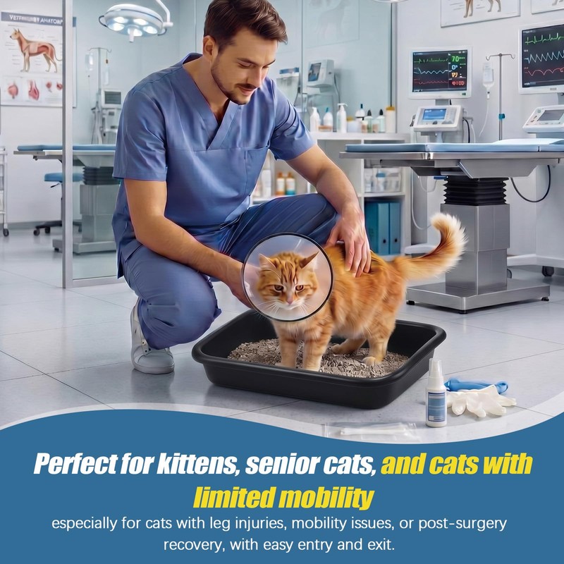 Uiifan 1 Pcs Low Entry Senior Cat Litter Box Pet