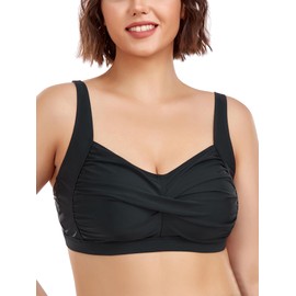 Ocean Blues Women's Black Plus Size Bikini Top Twist Front Molded Bathing Suit Top Size XX-Large