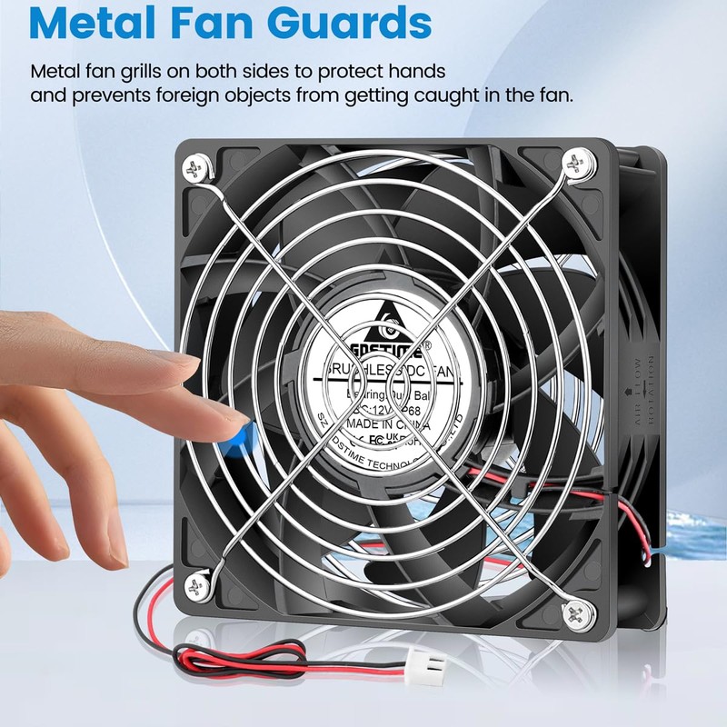GDSTIME 120mm x 38mm 12V DC IP68 Waterproof Fan, High
