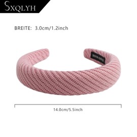 SXQLYH Women's Headband Wide Thick Hair Band, Knitted Padded Headbands, Padded Non-Slip Headband, Comfortable Headbands for Women Girls Birthday Gift (Sakura)
