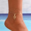 Prosy Summer Layered Heart Snake Anklets Butterfly Ankle Bracelet Key