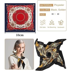Ceeyoll Pack of 3 headscarf silk scarf for women, faux flower bandana, smooth silk scarf, soft square silk scarf, for elegant scarf, women's satin headband, girls hijab hair accessories., Pink, red