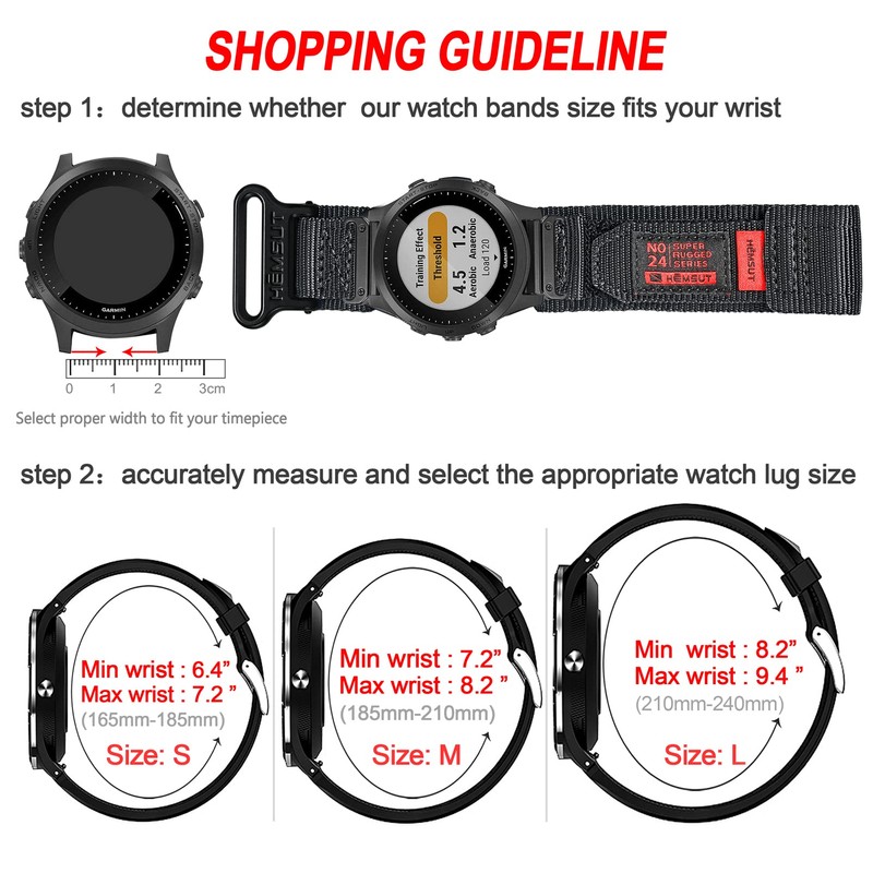 Torbollo Garmin Watch Band, For Fēnix, Instinct, Vivoactive/Approach/MARQ/Quatix/D2/Forerunner/Enduro Series, Upgraded