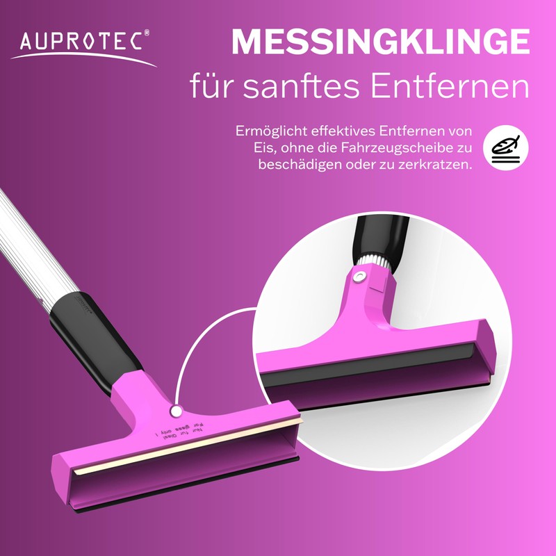 AUPROTEC Ice Scraper, Telescopic, Ultra-Light, with Brass Blade, Pink Blue,