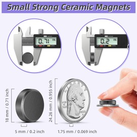 VNDUEEY Pack of 20 Ceramic Magnets 18 x 5 mm for Magnetic Board & Fridge - Extra Strong Magnets for Whiteboard and Crafts