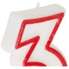 Unique Deluxe Number 3 Birthday Candle, 5", White & Red