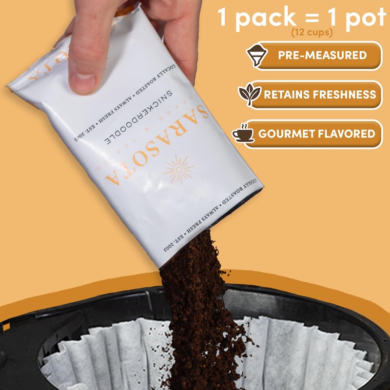 Snickerdoodle Flavored Ground Coffee Packs – 2oz Pre-Measured Medium Roast