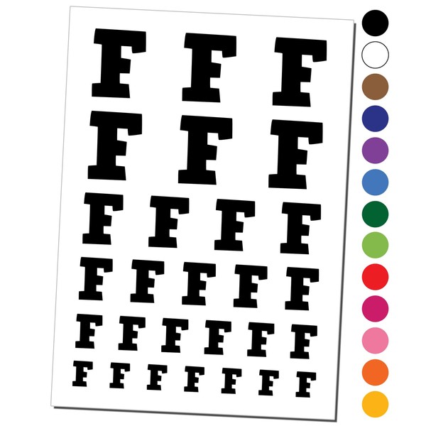 Letter F Uppercase Fun Bold Font Temporary Tattoo Water Resistant