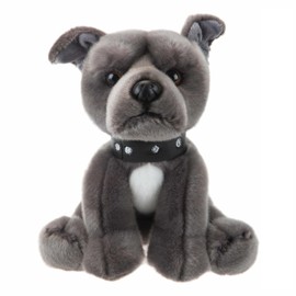 VFM - Staffordshire Soft Toy Grey Staffy, Staffordshire Bull Terrier Dog Premium 30cm Soft Toy - Super Fluffy Luxury Lifelike Stuffed Animal Teddy - Natural World Collection