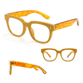 FEISEDY Retro Square Anti Blue Light Blocking Glasses Women Thick Oversized Computer Eyeglasses Double Metal Studs B2689