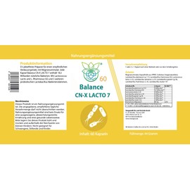 VITARAGNA CN-X LACTO-7 mit nützlichen Lactobacillus Bakterienstämmen, 60 magensaftresistente Kapseln, Lactococcus Lactis und L. Rhamnosus GG und 5 weitere Stämme