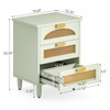 LITTLE TREE Rattan Nightstand, Mint Green End Table with 3