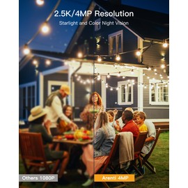 ARENTI 2.5K/4MP Outdoor Security Camera, CCTV Camera with Spotlight Colorful Night Vision,Plug in Wifi Camera,Cameras House Security,Motion Detection,Customize Zone,2 Way Audio,IP65(2.4Ghz)
