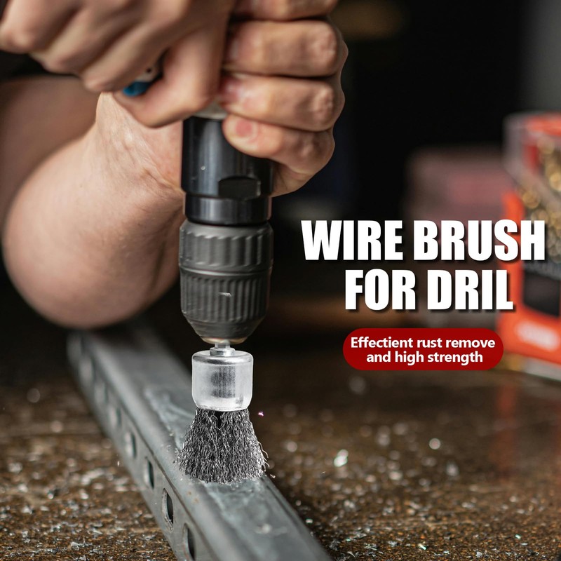 Opfiue 9 PCS Wire Brush Wheel for Drill, 0.8" 1"