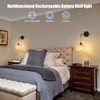 Vitnucrol Battery Operated Wall Sconce Set of Two, Bamboo Rechargeable