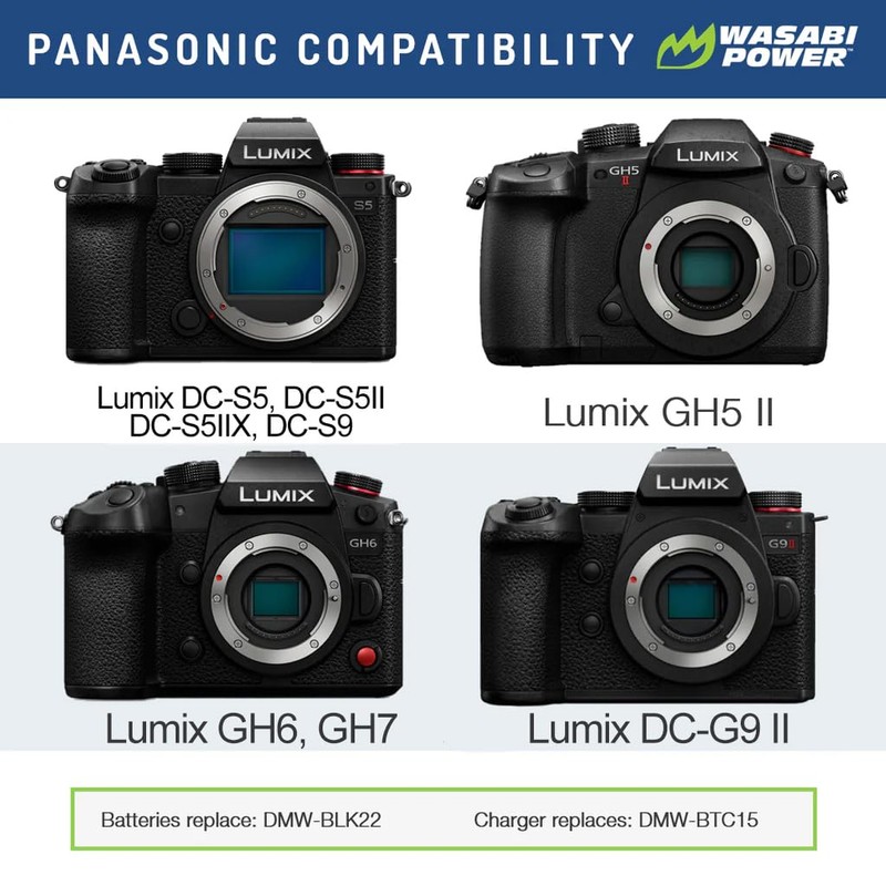 Wasabi Power Battery (4-Pack) for Panasonic DMW-BLK22 and Panasonic Lumix