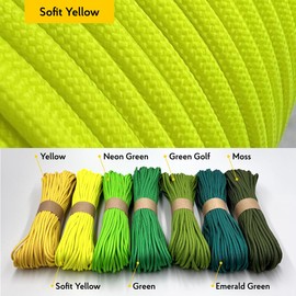EdcX Paracord 4 mm, 35+ Solid Colours (10 m, 15 m, 30 m, 50 m, 100 m, 300 m), Ideal for Crafts, Camping, Outdoor, 100% Nylon Rope, 4 mm, Tactical Cord 550, Type III (Soft Yellow, 10 m)