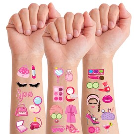 Generic Girls Spa Party Temporary Tattoos - 10 Pack Birthday Slumber Party Supplies for Girls, Cute Spa Party Favors Decorations, Sleepover Accessory Activity, Pink