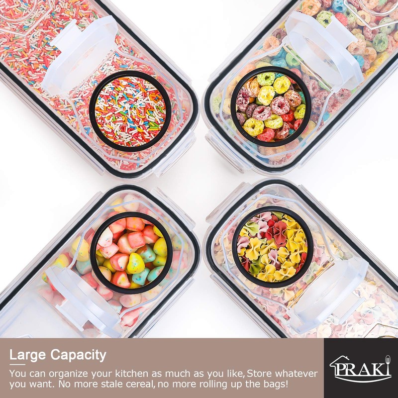 PRAKI 5PCS Cereal Containers Storage Set, BPA Free Airtight Food