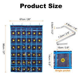 sourcing map Classroom Pocket Chart for Cell Phone, 36-Pocket Phone Calculator Holder Organizer Door Wall Hanging, Navy Blue