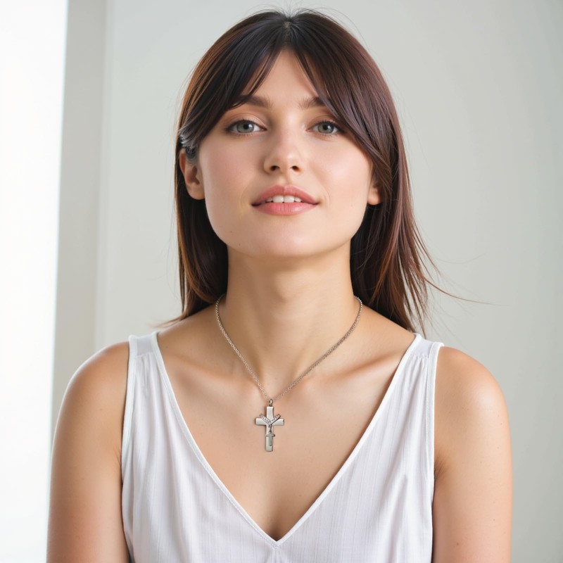 [InfuMemo] Cremation Jewelry for Ashes Pendant - Cross Urn Necklace