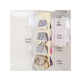 OXYSURE 8-Pocket Handbag Storage Organizer Hanger, 4-Layer Non-Woven Hanging Bag for Closet or Door, Space-Saving Storage Solution for Purses, Bags & Accessories