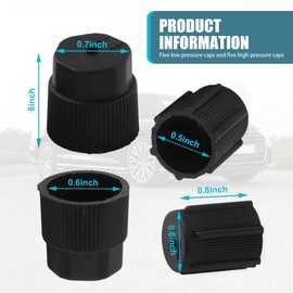 waswale Pack-10 Car 0.51"/13mm Low Pressure and 0.62"/16mm High Pressure Cap A/C System Repair Kit, Sealing Leak-Proof Cover Accessories, Universal for Cars Air Conditioning Valve Cover (Black)