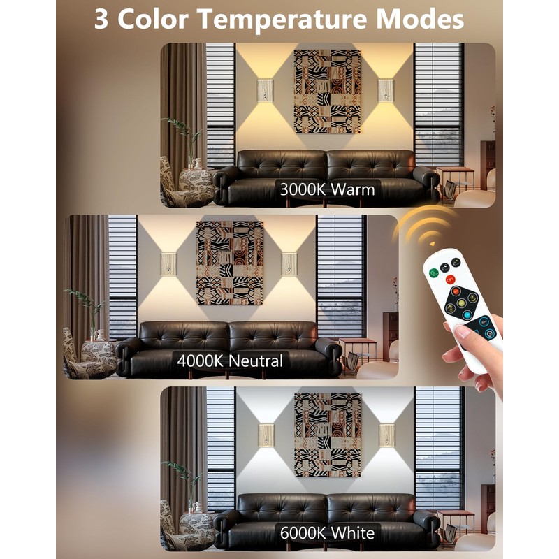 2 Pack Motion Sensor Wall Sconce with Remote – Rechargeable