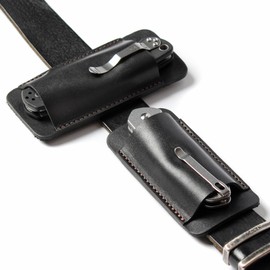 Full Size Pocket Knife Leather Belt Sheath for Vertical & Horizontal Belt Carry Holster Holder for EDC Multitool Folding Knives with Belt Loop VPKL