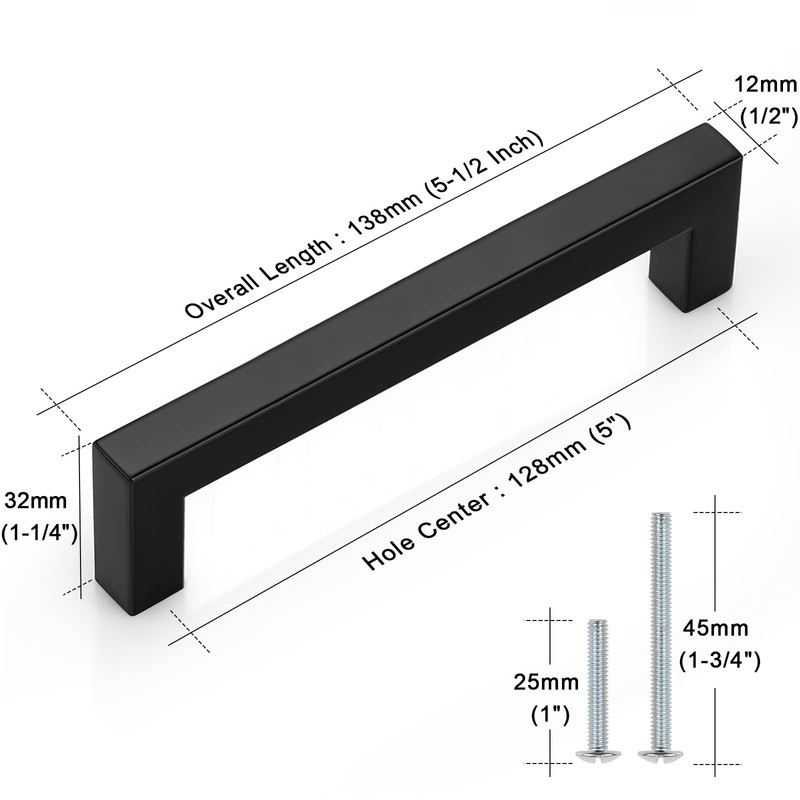Probrico (30 Pack Black Cabinet Pulls Square Kitchen Cabinet Hardware
