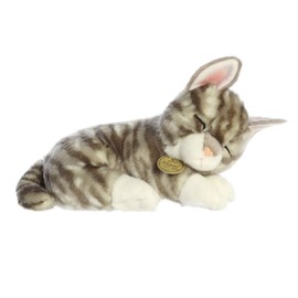 Aurora® Adorable Miyoni® Tots Sleepy Tabby Kitten Stuffed Animal - Lifelike Details Make a Cherished Companion - Perfect for Decorating Bedrooms or Classrooms - Gray 10 Inches