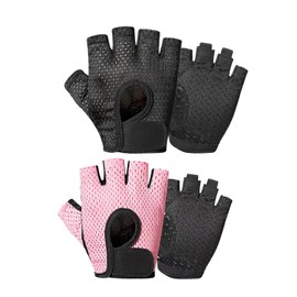 HINFHI 2 Double Weightlifting Half Finger Gloves, Comfortable And Breathable Mesh Cloth, Non-Slip Fitness Gloves, Simple And Fashionable, Creative Hand Protection Accessories.
