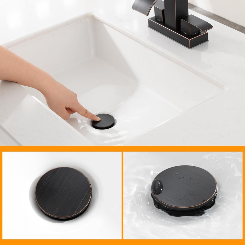 TIORIY Vessel Sink Drain Without Overflow, Plastic Bathroom Pop up