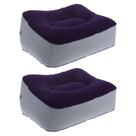 Operitacx 2pcs Inflatable Foot Rest Pillow Cushion for Travel Flocking Pvc Foot Massage Stool Relaxation Cushion Grey Blue for Outdoor Use