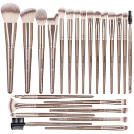 Brochas de Maquillaje Kit 23 Piezas Profesional Sintéticos de Alta Calidad Set de Brochas para Maquillaje Rubor Brochas Maquillaje Sombras de Brochas para Ojos&Facial(Champagne)