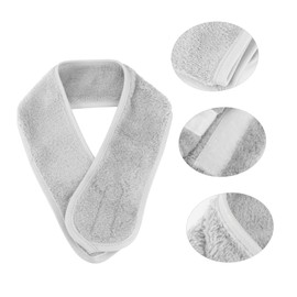 PACKOVE Spa Headband for Women with Strong Hook and Loop Tape Soft Elastic Cloth Makeup Wrap for Facial Cleansing Shower Yoga Fits Grey