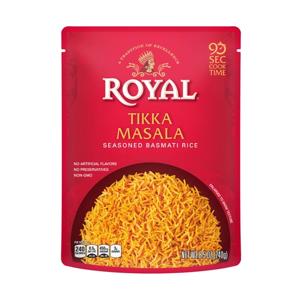 Authentic Royal Ready To Heat Rice, Tikka Masala, 4 Count